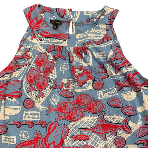 Talbots Womens Large Nantucket Slub Halter MIDI Dress - FISH MARKET Halter Shift - Picture 6 of 14